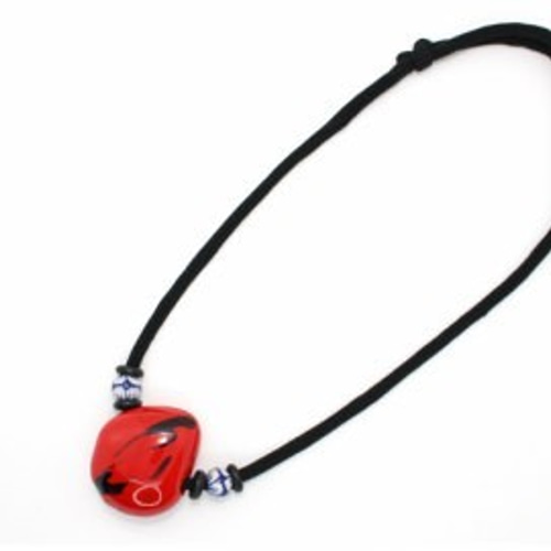 モダマ ネックレス 商品ご確認用 赤漆モダマ陶器玉ネックレス NS-142 70cm 黒紐｜和雑貨 もだま モダマ