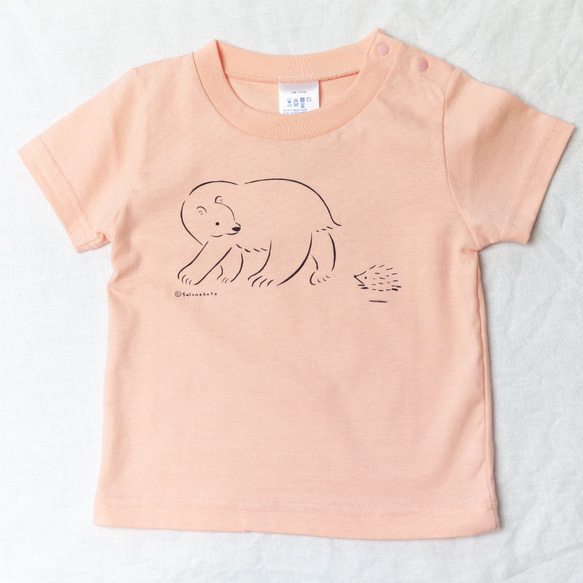 シロクマとハリネズミ HYGGELIG × satonekoto アウトドア キャンプ キッズTシャツ H302 6枚目の画像