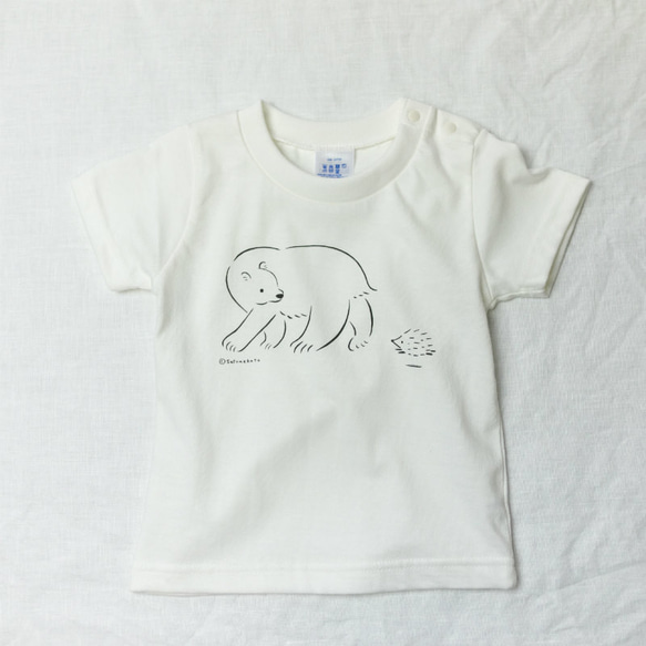 シロクマとハリネズミ HYGGELIG × satonekoto アウトドア キャンプ キッズTシャツ H302 7枚目の画像