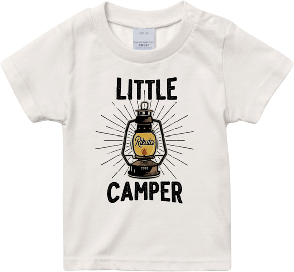 [名入れOK]LITTLE CAMPER Tシャツ ランタン アウトドア お名前 _H020 6枚目の画像