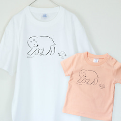 【親子セット】シロクマとハリネズミ HYGGELIG×satonekoto アウトドア キャンプ Tシャツ H302 1枚目の画像