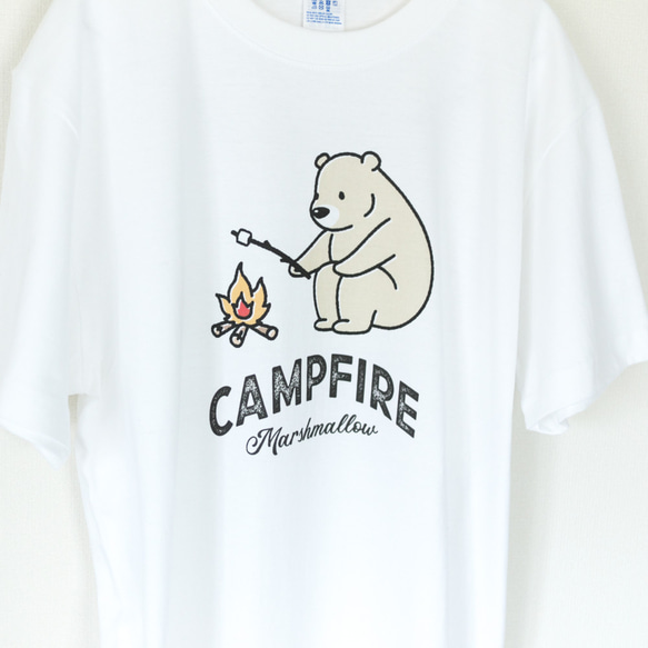 マシュマロを焼くクマ 家族3枚セット ファミリー アウトドア キャンプ 焚火 Tシャツ_H005 4枚目の画像
