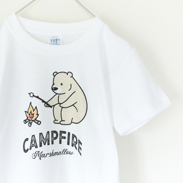 マシュマロを焼くクマ 家族3枚セット ファミリー アウトドア キャンプ 焚火 Tシャツ_H005 5枚目の画像