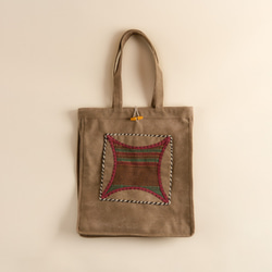 大地 - ハンドバッグ、シングルショルダーバッグ、手編み、手織り、通勤バッグ、帆布・キャンバス材質、レディースバッグ 4枚目の画像