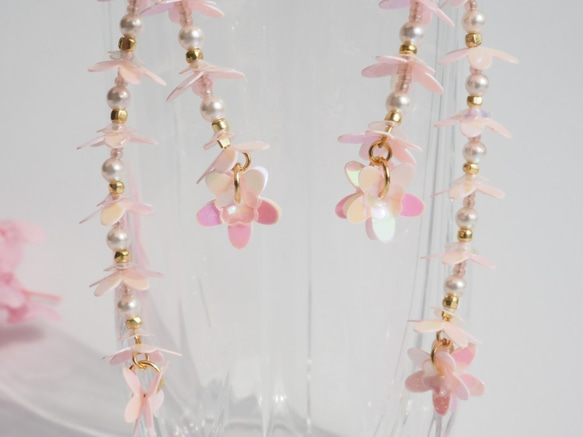 しだれ桜の耳飾り　イヤリング　春の花　Creema限定 2枚目の画像