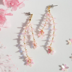 しだれ桜の耳飾り　イヤリング　春の花　Creema限定 4枚目の画像