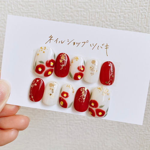 椿の花ネイルチップ ネイルチップ（つけ爪） 田中綾音 通販 12729855