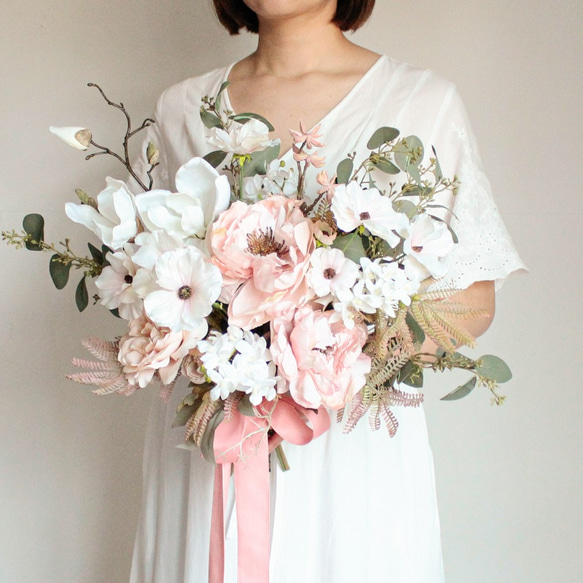 ピンクピオニーのナチュラルブーケ♡ウェディングブーケ