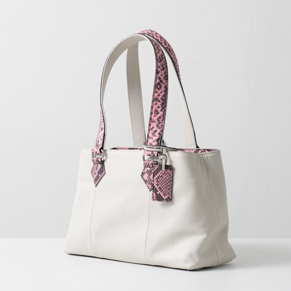 COACH コーチ パイソン型押し 2WAYバッグ シルバー×グレー×オフ