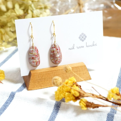 ネイルチップピアス始めました♡ ツィードネイル～ネイルチップピアスorイヤリング～ ピアス（フック