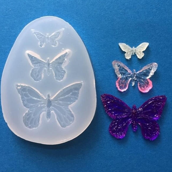 やっと再入荷！】3サイズ蝶々型・チョウチョ／シリコンモールド／UV