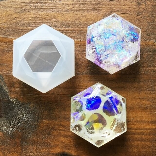 レジンヘアゴム ヘキサゴン 六角形 パープル 淡色 レジンヘアゴム