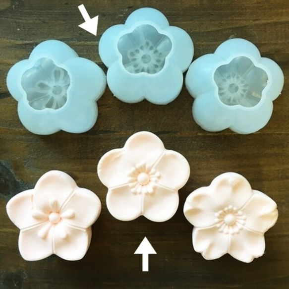 和菓子みたいなお花のシリコンモールド・ＵＶ－ＬＥＤレジン液使用可！粘土・石膏にも〇／型番436ーＺーＢ 3枚目の画像