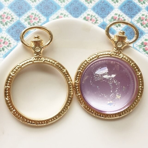 c*c様 て*様 金色フレーム 紫色オーバルチャーム