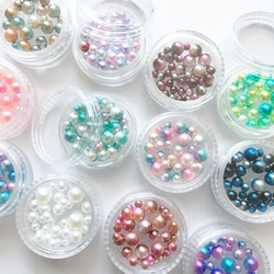 ９ケースセット！ミックスカラー・ミックスサイズノンホールパール・グラデーション穴なしビーズ・レジン・デコパーツ/29ーC 4枚目の画像