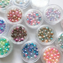 ９ケースセット！ミックスカラー・ミックスサイズノンホールパール・グラデーション穴なしビーズ・レジン・デコパーツ/29ーC 5枚目の画像