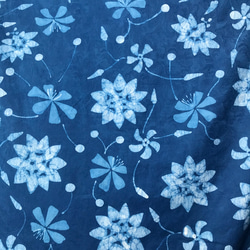 藍染め　ロウケツ染　シルク混ジャガード織服地　トケイソウ 6枚目の画像
