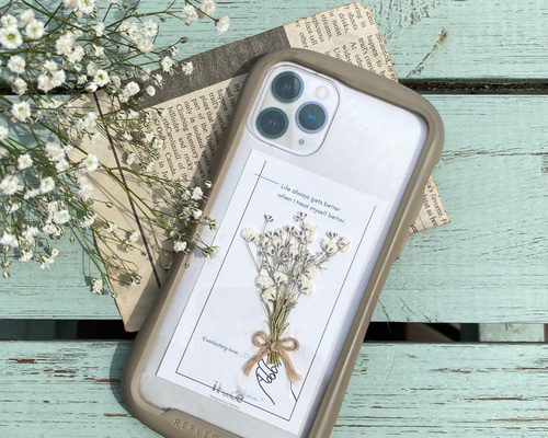 小さなかすみ草ブーケ ドライフラワー iPhone Android スマホ iFace