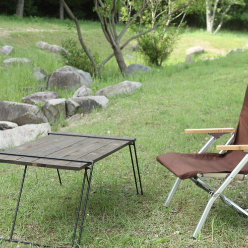 アイアンラック　2way アイアン 板つき【for スノーピーク ローチェア アイアンラック 天板高さ40cm 2way アイアン 板つき