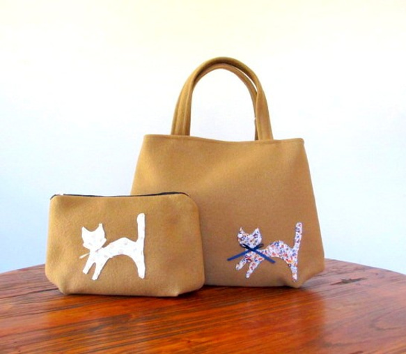 【限量1個秋季幸運袋】貓的手袋和小包*秋駱駝*Creema限量！ 第1張的照片