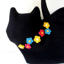 花卉圖案羊毛貓包黑貓C 第2張的照片