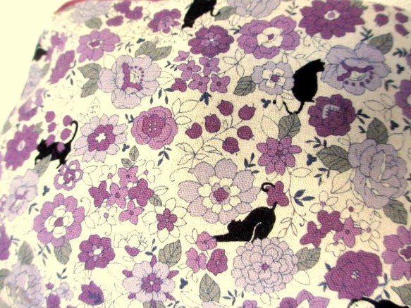 花貓刺繡小袋*紫羅蘭色A 第7張的照片