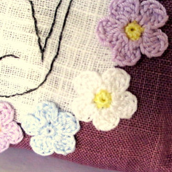 お花とネコの刺繍ポーチ＊すみれ色C 4枚目の画像