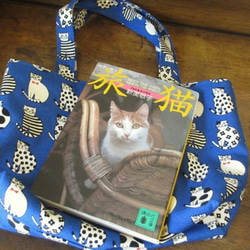 貓咪圖案小手提包＊藍色 第5張的照片