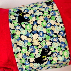 貓和亞麻棉袋鮮花*全尺寸紅 第2張的照片