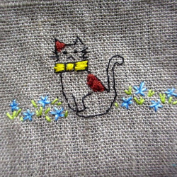 花和貓的刺繡歐洲床單迷你袋* D 第2張的照片
