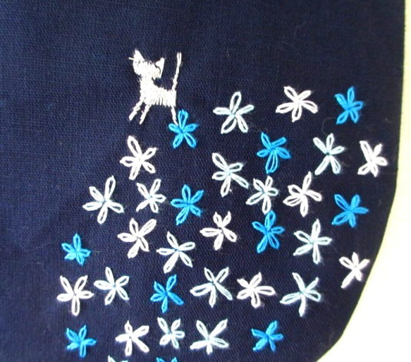 銀色猫と流れ星＊手提げバッグ ブルー 3枚目の画像