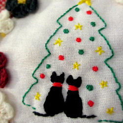 貓刺繡袋*兩個聖誕節*紅色和綠色 第3張的照片
