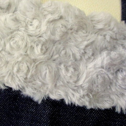 牛仔布和毛皮貓刺繡包*銀貓紫 第4張的照片