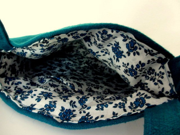 creema limited [夏季幸運袋]平板亞麻貓包和貓刺繡袋*綠松石藍 第6張的照片