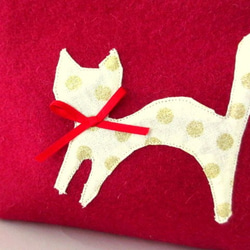 [Creema限量新年幸運袋]羊毛貓袋和小袋酒紅色*預售 第2張的照片