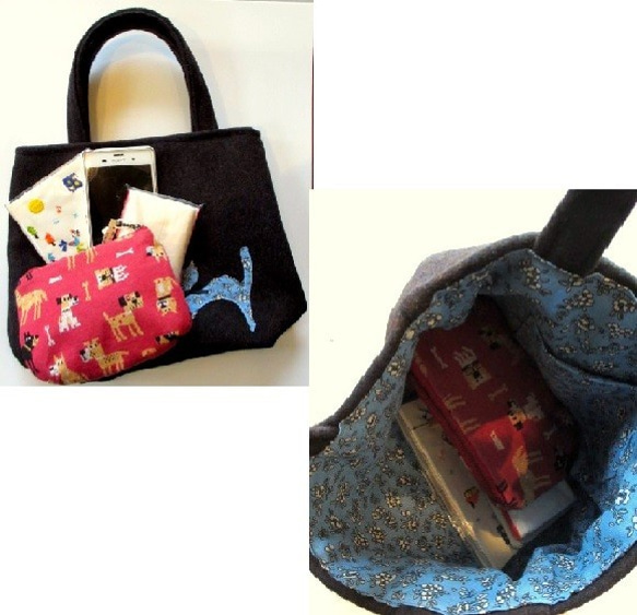 【creema限定 新春福袋】ネコの手提げバッグとポーチ パンプキンカラー 9枚目の画像