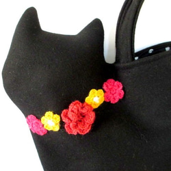 花卉圖案羊毛貓包黑貓A 第2張的照片