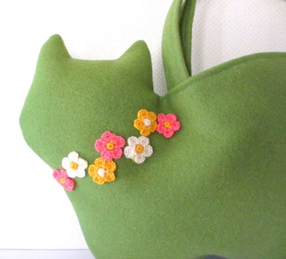 花卉圖案貓袋春綠色 C 第2張的照片