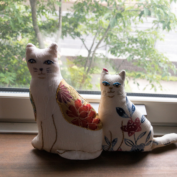 猫の人形　着物地の人形　ねこの飾り 4枚目の画像