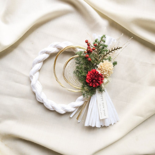 もにょ 【早割価格 】2021年✩.*˚ ドライフラワーいっぱい！ しめ縄 も