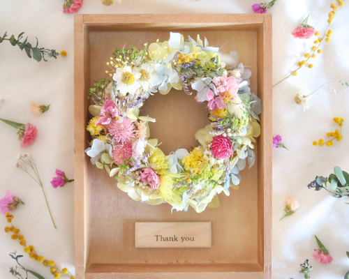 happiness colorful wreath gift リース ギフト プリザーブド