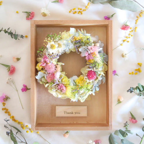 happiness colorful wreath gift リース ギフト プリザーブド
