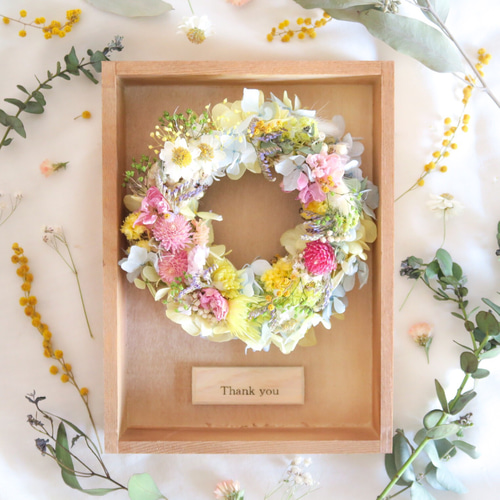 happiness colorful wreath gift リース ギフト プリザーブドフラワー