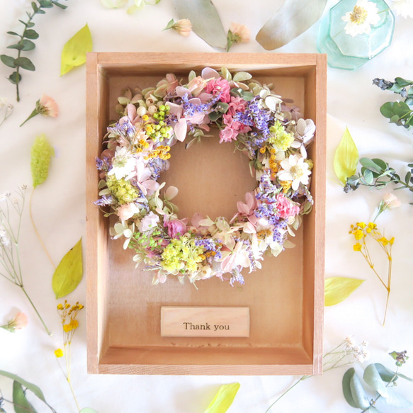 ドライフラワーリース　プリザーブドフラワー　プレゼント　インテリア natural relax wreath gift リース ギフト プリザーブドフラワー