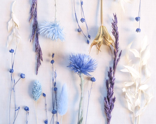スカイブルー花材セット ドライフラワー プリザーブドフラワー ブルー