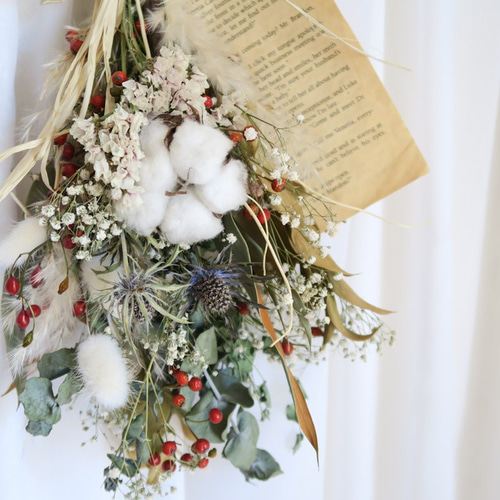 2023早割クリスマス natural white Christmas swag クリスマススワッグ