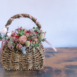 《特集掲載》heart flower basket　母の日　ドライフラワー　ギフト　プレゼント　ハート 5枚目の画像