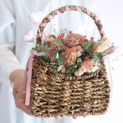 《特集掲載》heart flower basket　母の日　ドライフラワー　ギフト　プレゼント　ハート 4枚目の画像
