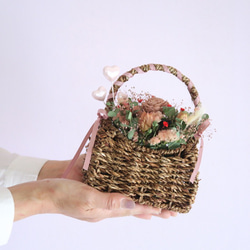 《特集掲載》heart flower basket　母の日　ドライフラワー　ギフト　プレゼント　ハート 2枚目の画像