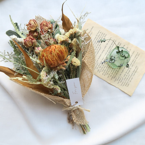 Autumn orange dryflowers mini swag 秋のドライフラワー